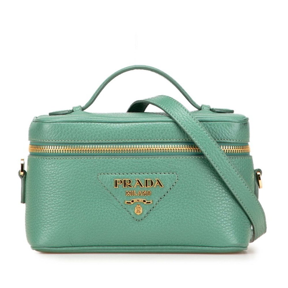 Prada | Bags | Prada Logo Vanity Bag Shoulder 2way Bh22 Green